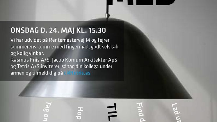 Invitation til sommerfest hos Tetris A/S, Rasmus Friis A/S og Jacob Kornum Arkitekter Aps