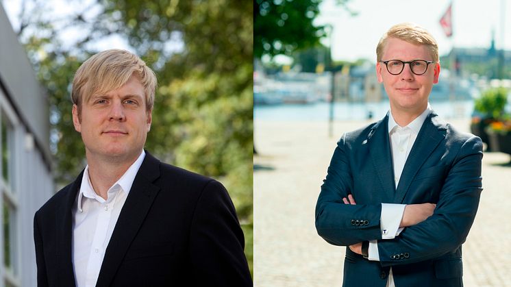 Tomas Eriksson (MP), miljö- och kollektivtrafikregionråd, och Kristoffer Tamsons (M) trafikregionråd och ordförande i SL. 