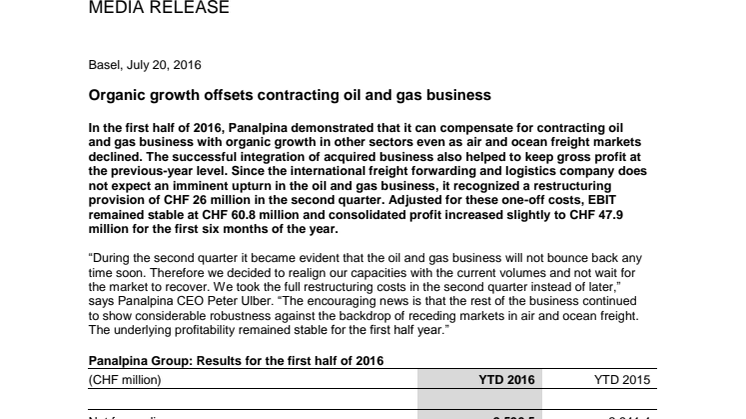 Organic growth offsets contracting oil and gas business