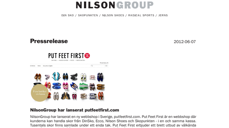 NilsonGroup har lanserat putfeetfirst.com