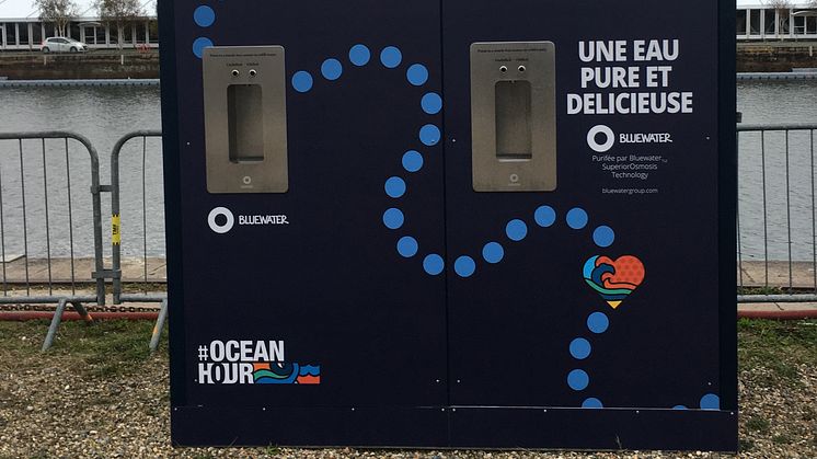 Purified and delicious Bluewater on hand in le Havre to ensure TJV sailing fans do not need to use single use plastic water bottles (Photo: Bluewater)