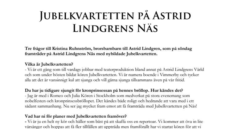 Jubelkvartetten på Astrid Lindgrens Näs 
