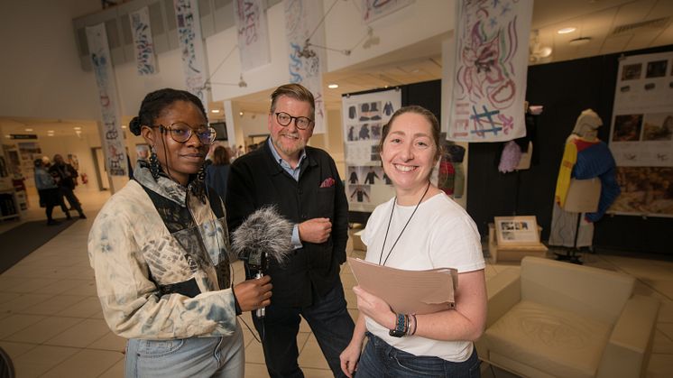 Dr Nkumbu Mutambo (left) and Helen Simmons (right) join Deputy Head of Northumbria School of Design, Dr Rod Adams, for a Designamite podcast episode