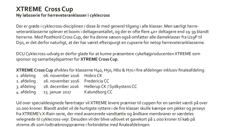XTREME Cross Cup: Ny løbsserie for herre-masterklasser i cyklecross