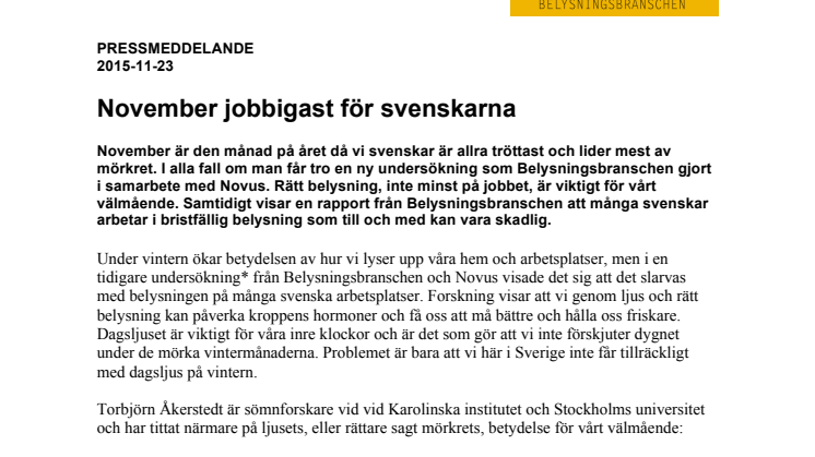 November jobbigast för svenskarna