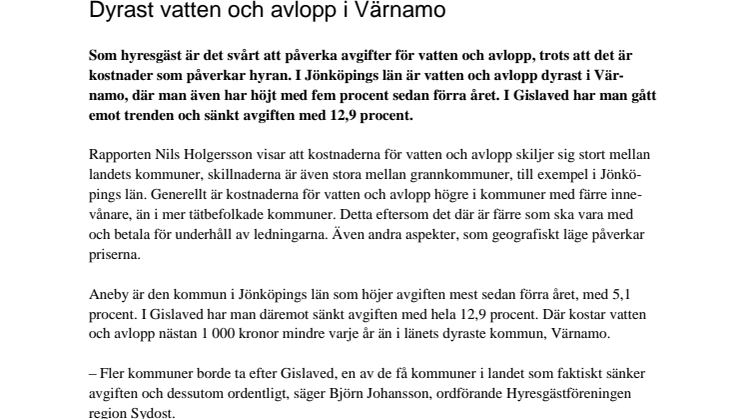 Dyrast vatten och avlopp i Värnamo