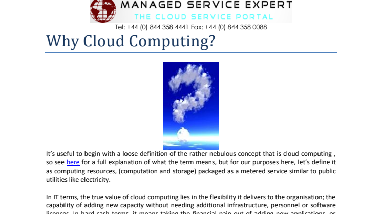 Why Cloud Computing?