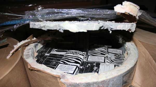 Cigarettes smuggled inside asbestos and concrete 'paper tubes' (SE 19.17)