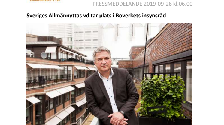 Sveriges Allmännyttas vd tar plats i Boverkets insynsråd
