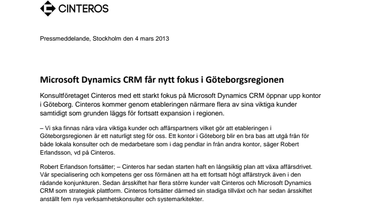Microsoft Dynamics CRM får nytt fokus i Göteborgsregionen