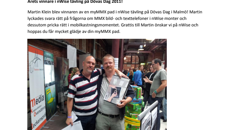 Årets vinnare i nWise tävling på Dövas Dag 2011!