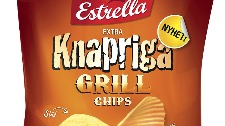 Nyhet! Estrella Extra Knapriga Grill Chips, 50% mindre fett