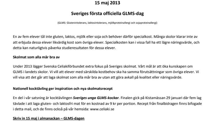 15 maj 2013 - Sveriges första officiella GLMS-dag