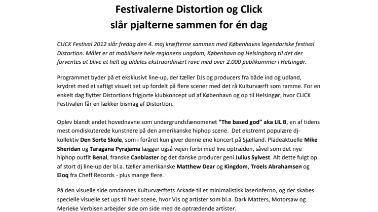 Festivalerne Distortion og Click  slår pjalterne sammen for én dag