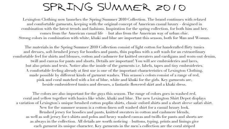 Lexington Clothing Co. - Spring/Summer 2010