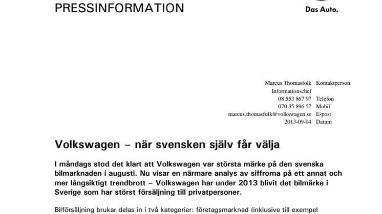 Volkswagen – när svensken själv får välja