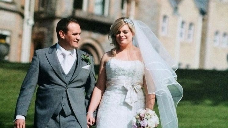 Caroline and Matt on their wedding day.