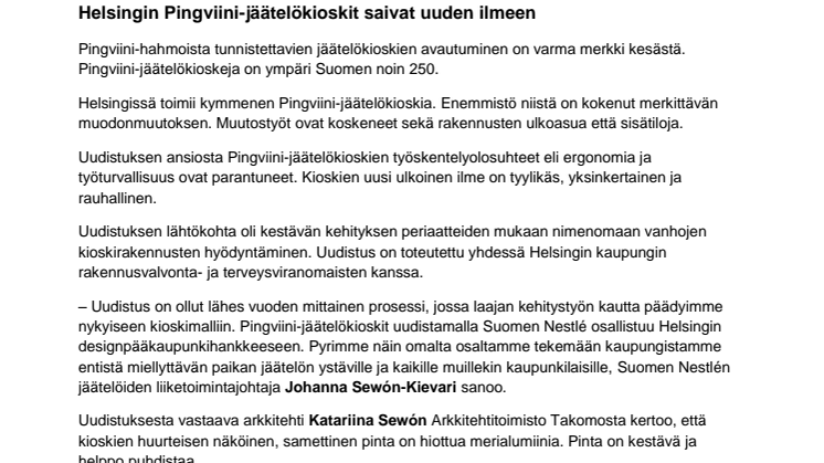Helsingin Pingviini-jäätelökioskit saivat uuden ilmeen