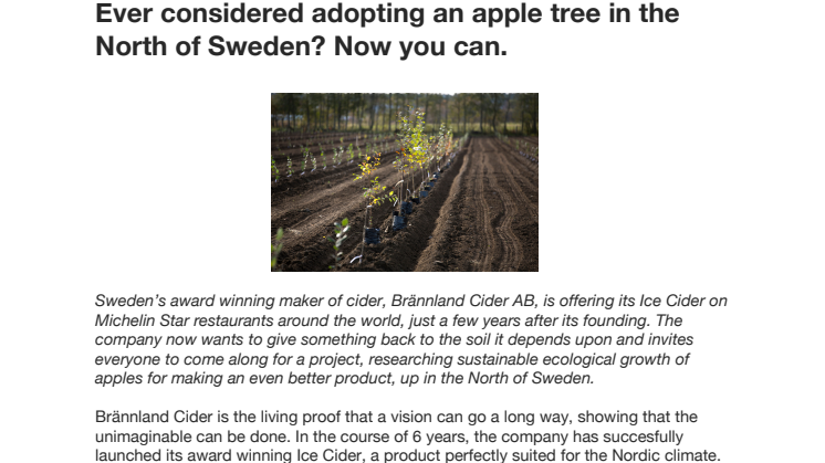 Ever considered adopting an apple tree in the North of Sweden? Now you can.
