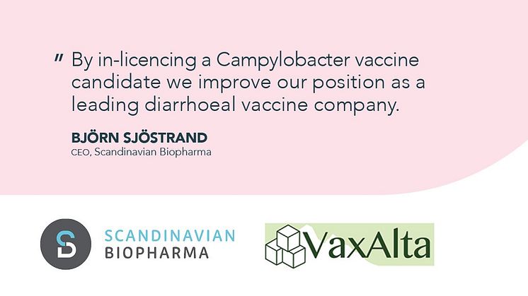 Scandinavian Biopharma strengthens its vaccine portfolio in the field of diarrhoeal disease by in-licencing a Campylobacter vaccine technology from Canadian company, VaxAlta Inc.