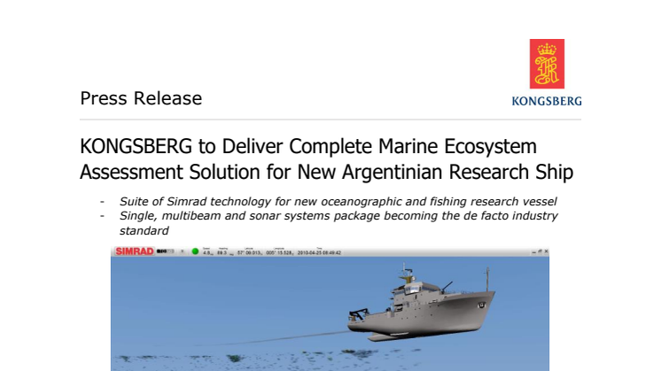 Kongsberg Maritime: KONGSBERG to Deliver Complete Marine Ecosystem Assessment Solution for New Argentinian Research Ship