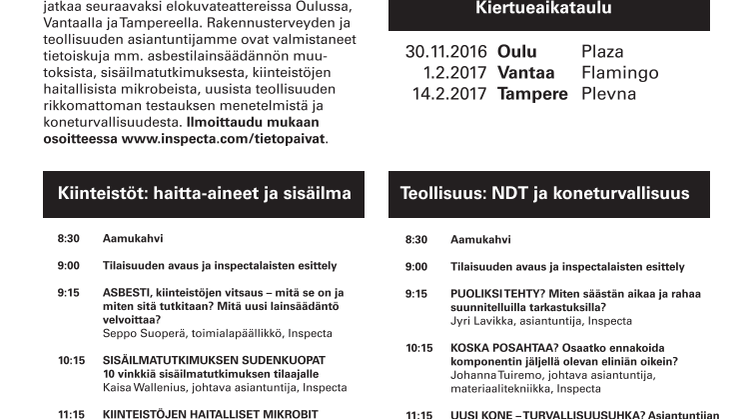 Tietopäivä Roadshow kutsu Oulu, Vantaa, Tampere