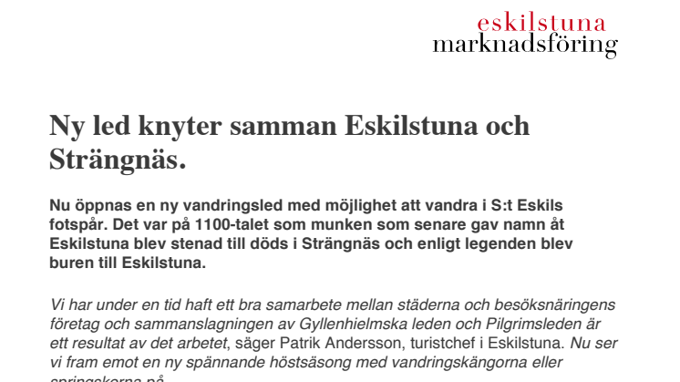 Ny led knyter samman Eskilstuna och Strängnäs
