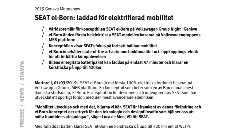 SEAT el-Born: laddad för elektrifierad mobilitet