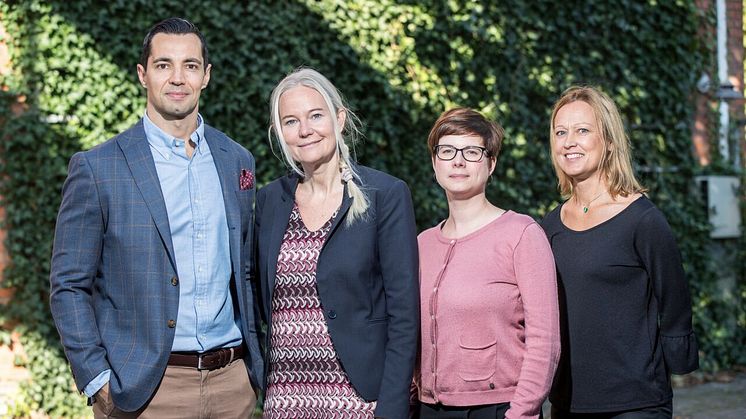 Ledningsgruppen Rosengård Fastighets AB, fastighetschef Benny Bendzovksi, vd Petra Sörling, marknads- och kommunikationschef Jenny Tebäck och CFO Agneta Larsson.