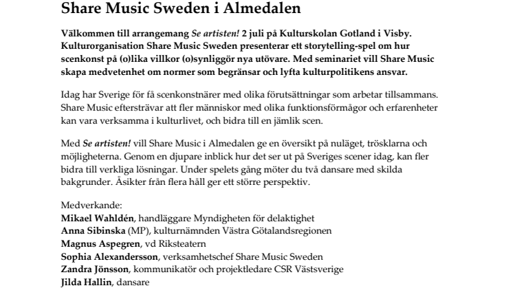 Share Music Sweden i Almedalen 