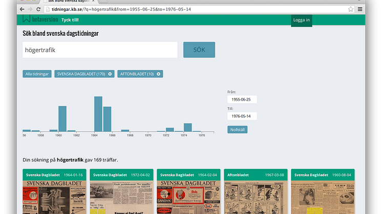 KB lanserar ny söktjänst för forskning i digitaliserade dagstidningar 