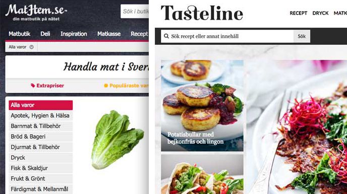 MatHem och Tasteline tar täten som Sveriges bästa matsajter
