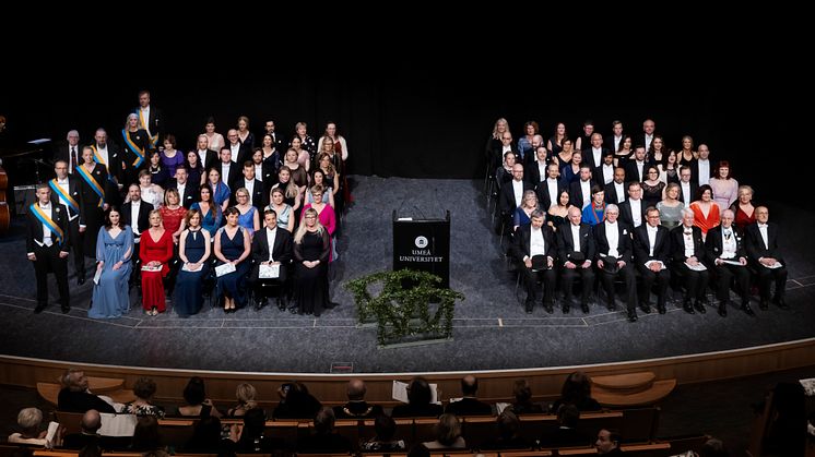 Bild från ceremonin under Vårpromotionen vid Umeå universitet 2023. Foto: Mattas Pettersson