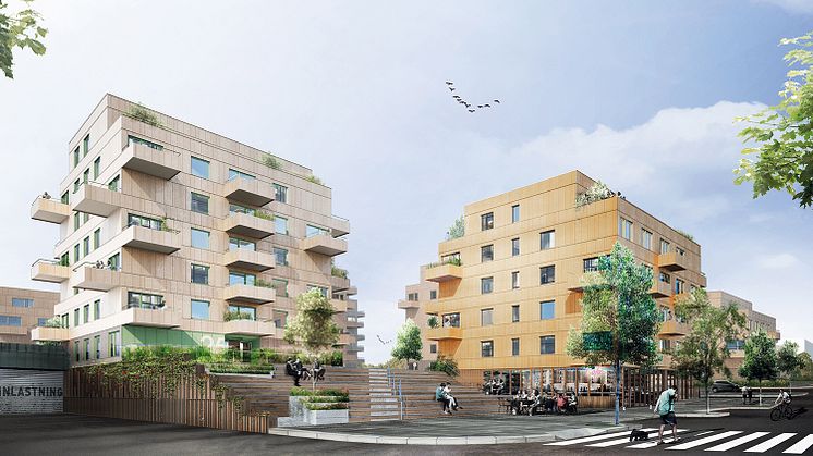 Lindbäcks bygger totalt 163 lägenheter i två etapper åt Aros Bostad i Orminge Centrum, Nacka.