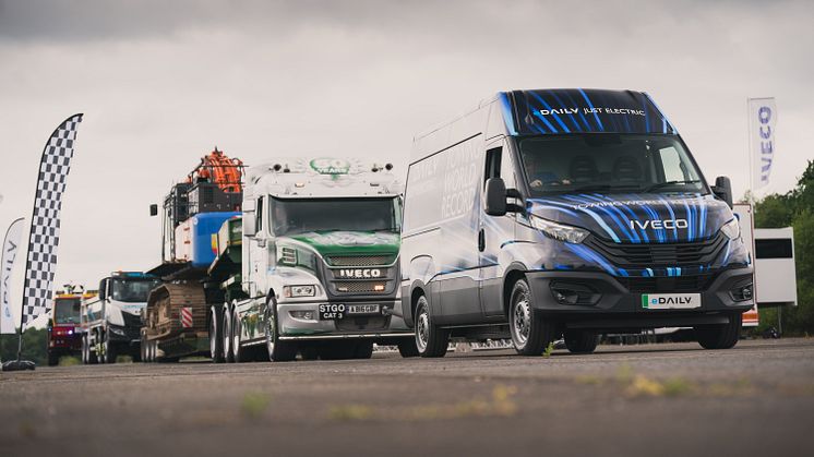 Helelektriske IVECO eDaily i utgaven på 3,5 tonn har satt en offisiell GUINNESS WORLD RECORDS™-rekord for «tyngste vekt tauet av en elektrisk kassebil».