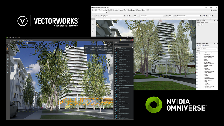In Zusammenarbeit mit NVIDIA bietet Vectorworks eine direkte Anbindung an die innovative Plattform für Bau- und Betriebsanwendungen.