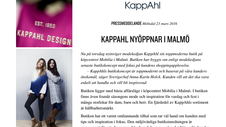KappAhl nyöppnar på Mobilia i Malmö