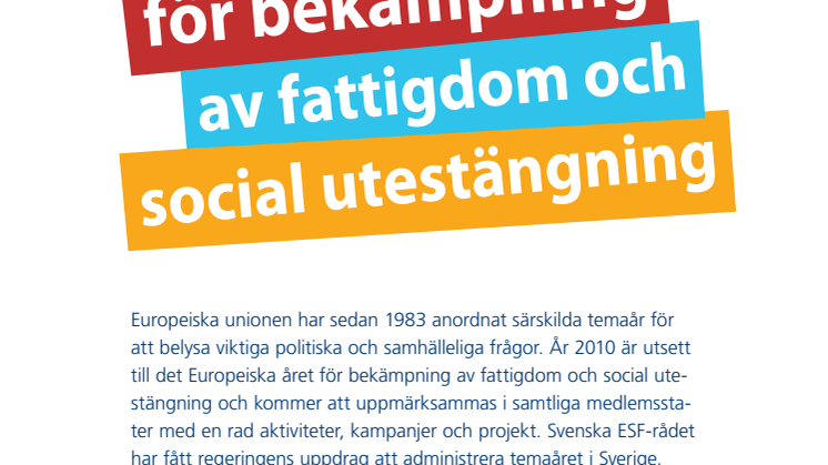 Informationsfolder Europeiska året för bekämpning av fattigdom och social utestängning 2010