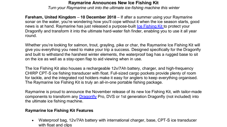 Raymarine Announces New Ice Fishing Kit