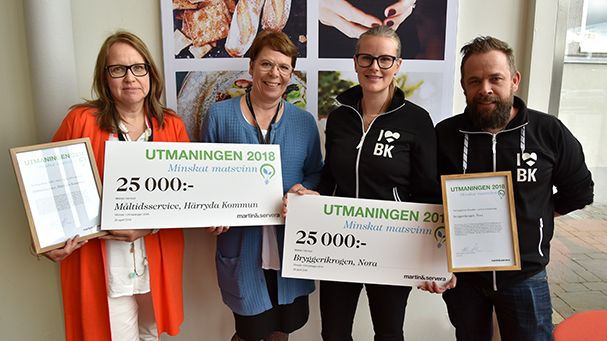 Från vänster: Anna Löfgren Adén från Härryda Kommun, Christina Gezelius som är informationschef Martin & Servera, Veronika Carlsson och Erik Lindeberg från Bryggerikrogen i Nora