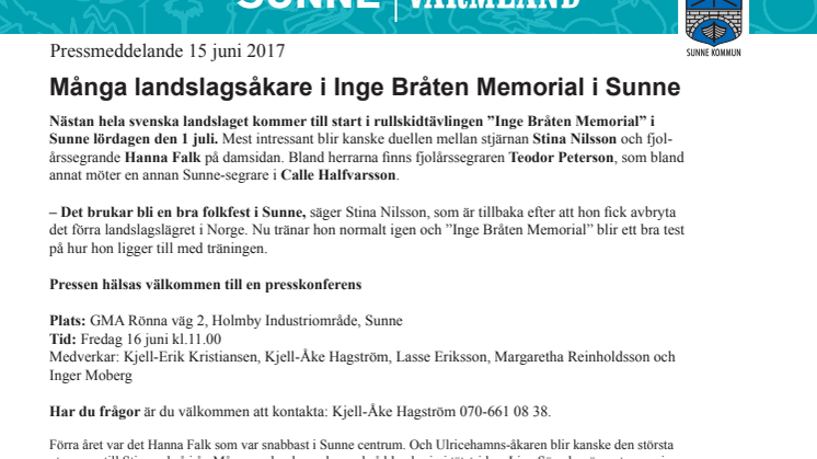 Många landslagsåkare i Inge Bråten Memorial i Sunne