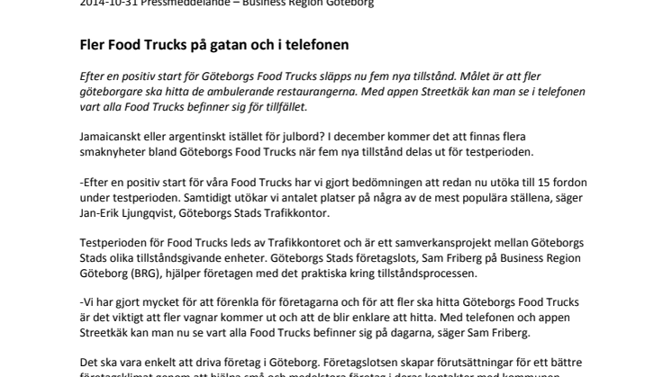 Fler Food Trucks på gatan och i telefonen