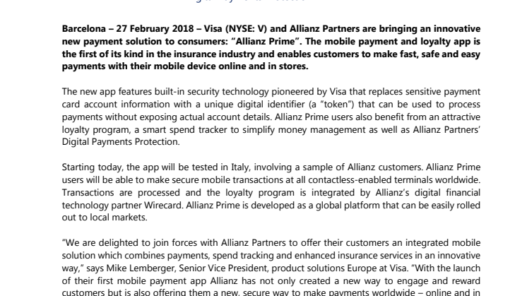 Allianz and Visa launch mobile payment and loyalty app