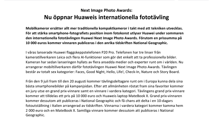 Next Image Photo Awards: Nu öppnar Huaweis internationella fototävling 