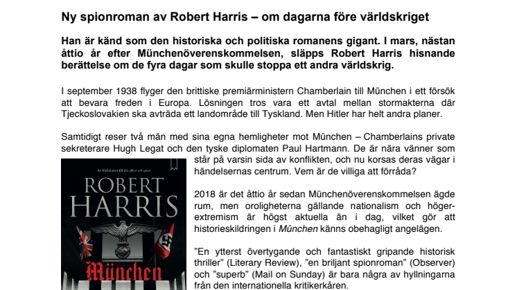 Ny spionroman av Robert Harris – om dagarna före världskriget 