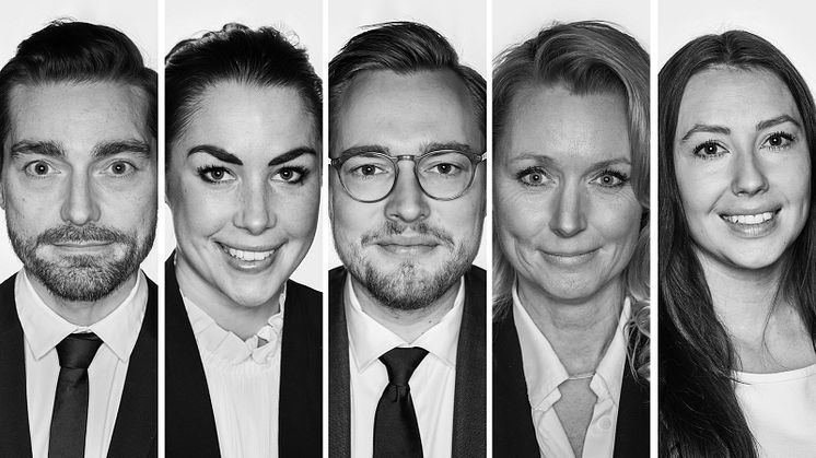 Fastighetsmäklarna Jesper Elg, Elvina Bernebring, Carl Ljunglöf, Maria Cavels och Emma Sandell är Bjurfors senaste rekryteringar i Skåne.