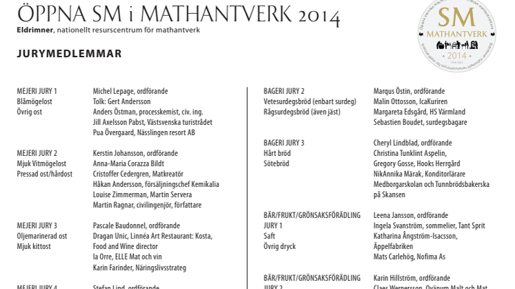 Jurymedlemmar Öppna SM i Mathantverk 2014