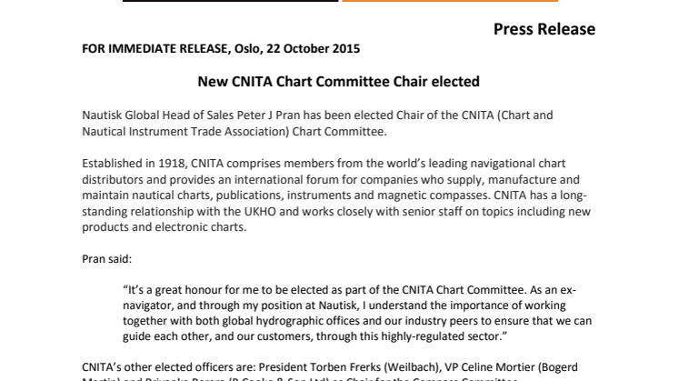 New CNITA Chart Committee Chair elected