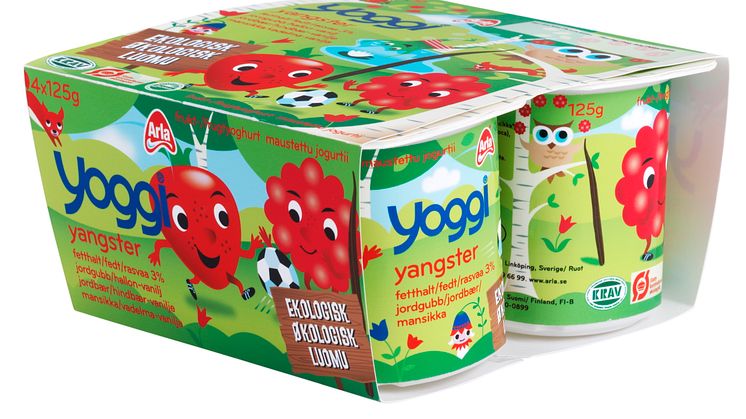 Luomu Yoggi Yangster Mansikka/vadelma-vaniljajogurtti luomu
