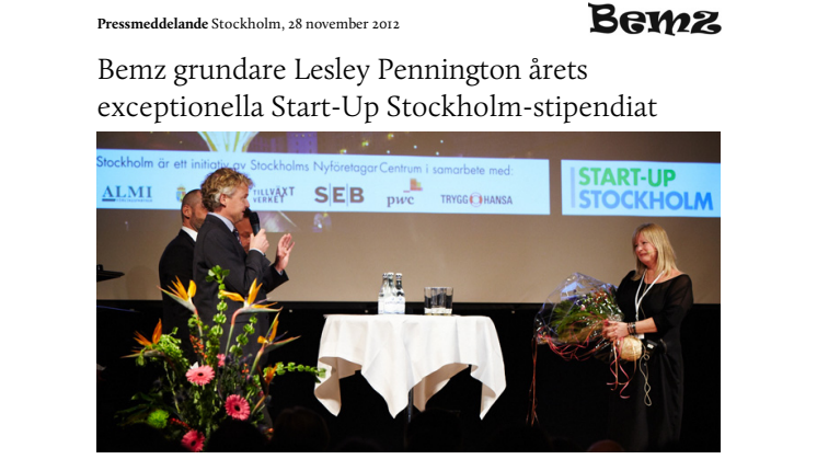 Bemz grundare Lesley Pennington årets exceptionella Start-Up Stockholm-stipendiat